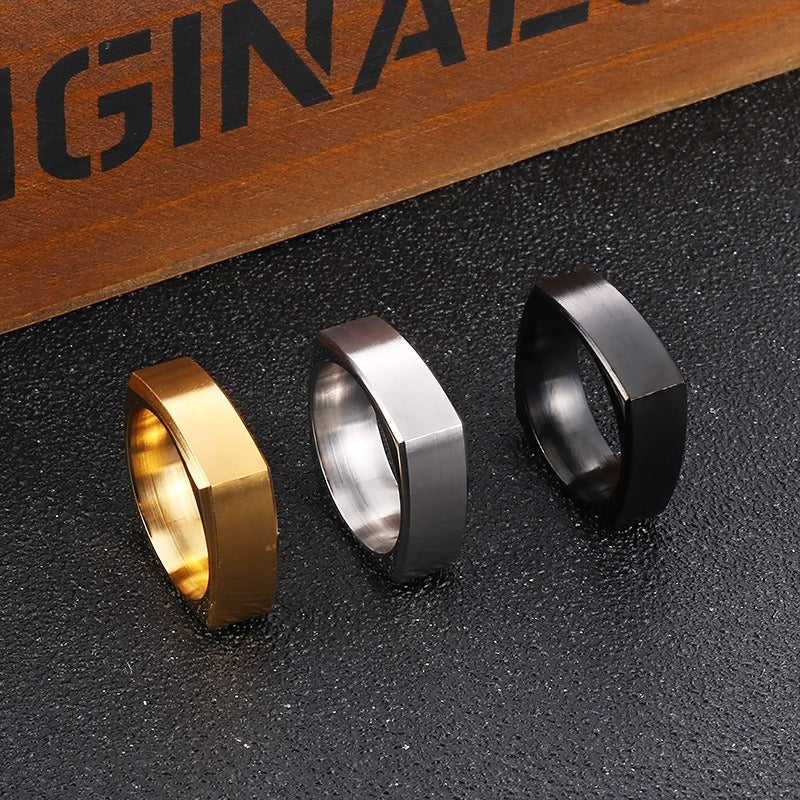 Anillo Kemstone cuadrado de acero cepillado para hombre: diseño minimalista moderno para el día a día KR102160-KFC