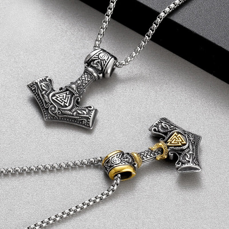 Kemstone Viking Anchor Pendant Necklace – Odin Rune Triquetra Stainless Steel Norse Jewelry KP130629-TLX
