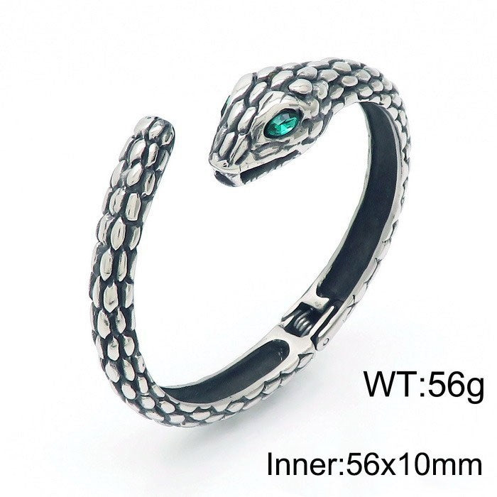Kemstone Men’s Snake Cuff Bracelet Collection – Punk Norse Stainless Steel Open Bangle Gothic Streetwear KB139904
