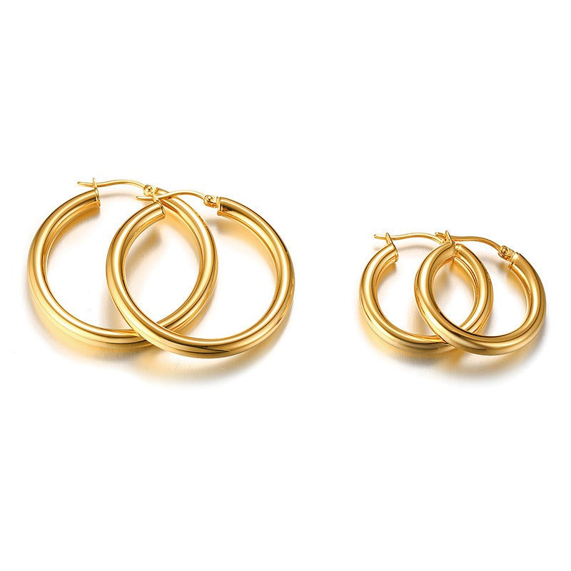 Aros minimalistas de acero y titanio Kemstone para mujer: oro y plata - Elegancia ligera y cotidiana EH-239