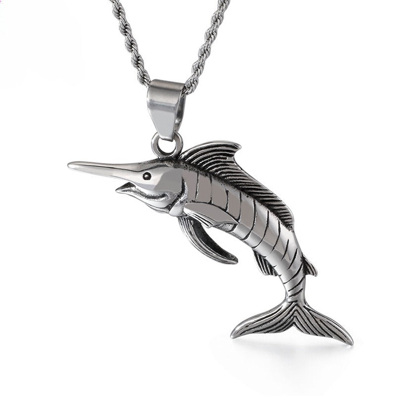 Kemstone Deep Sea Predator Pendant – Punk Tuna Necklace in Polished Stainless Steel KP57654-BD