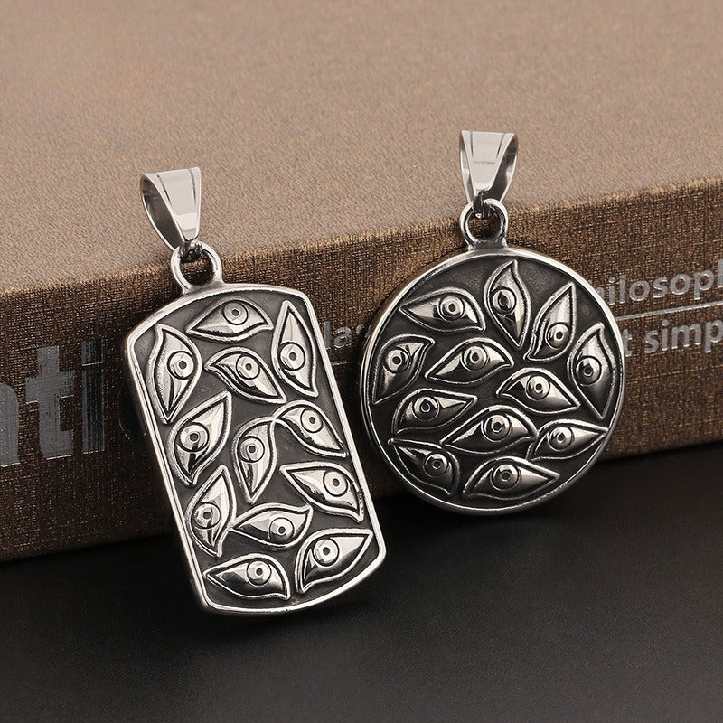 Kemstone Vintage God's Eye Demonic Square Stainless Steel Pendant Necklace – Punk KP130469