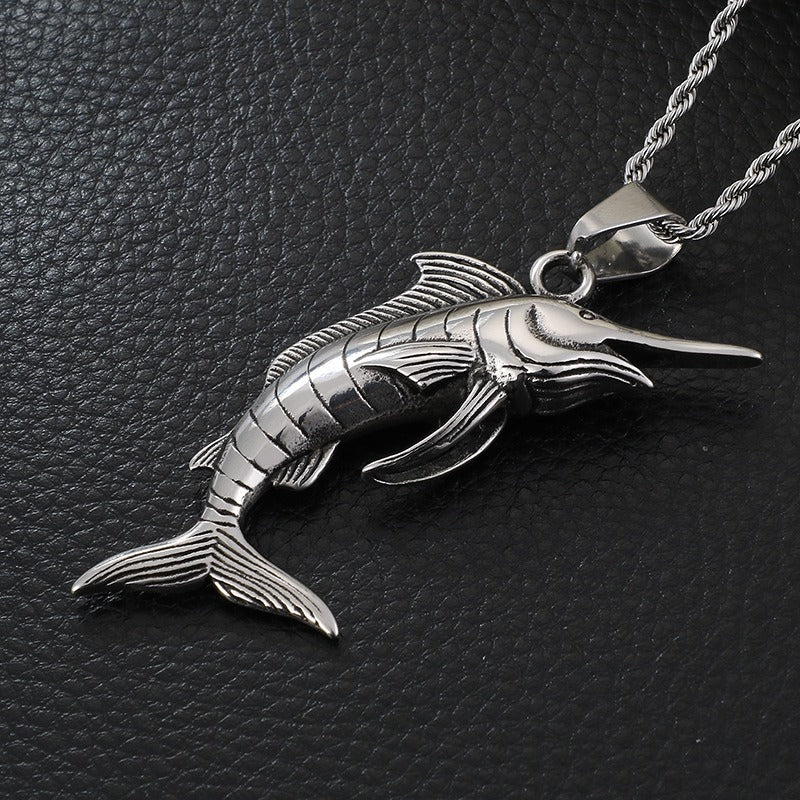 Kemstone Deep Sea Predator Pendant – Punk Tuna Necklace in Polished Stainless Steel KP57654-BD