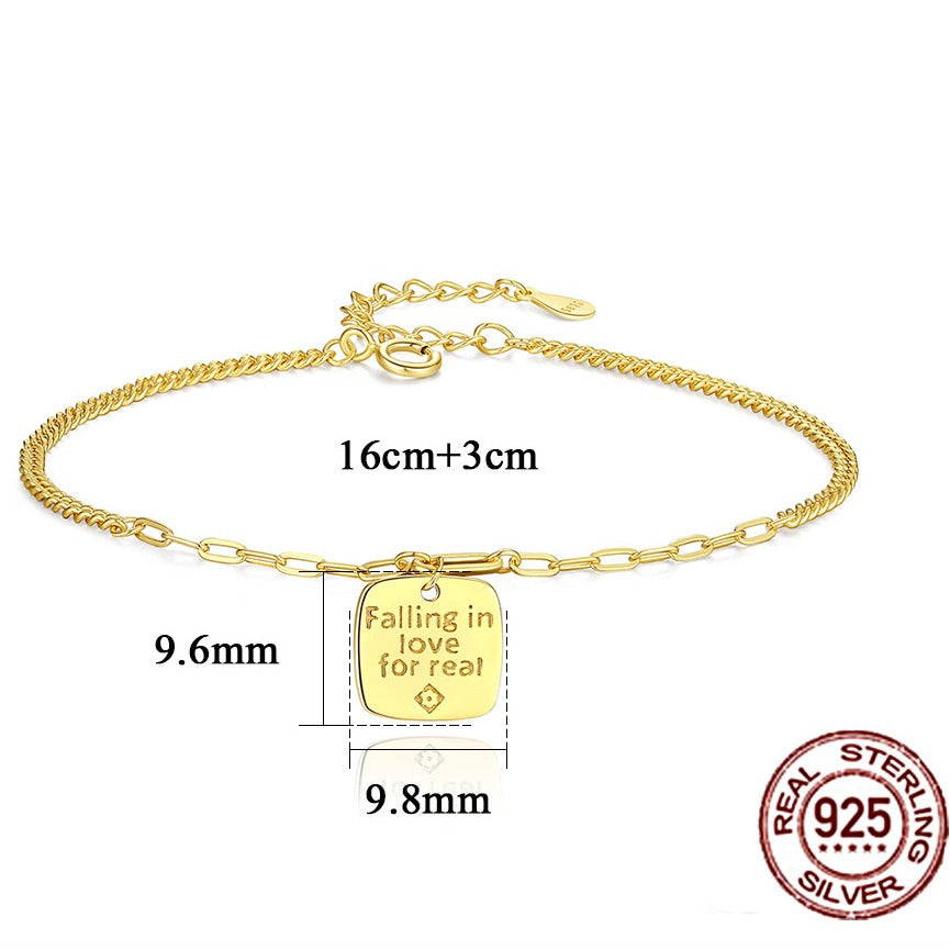 Pulsera de plata de ley Kemstone, diseño original artesanal "Enamorarse de verdad", joyería de oro para mujer.
