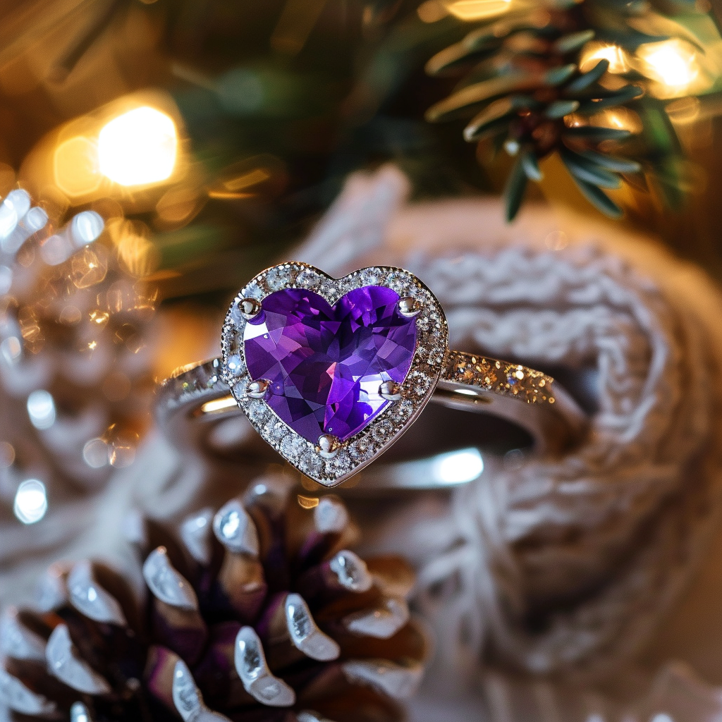 Amethyst Heart Ring | Kemstone 925 Sterling Silver Romantic Vintage Jewelry