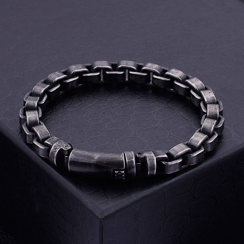Kemstone Men’s Vintage Chain Link Bracelet – 316L Stainless Steel Rugged Minimalist Street Style KB95692-BD