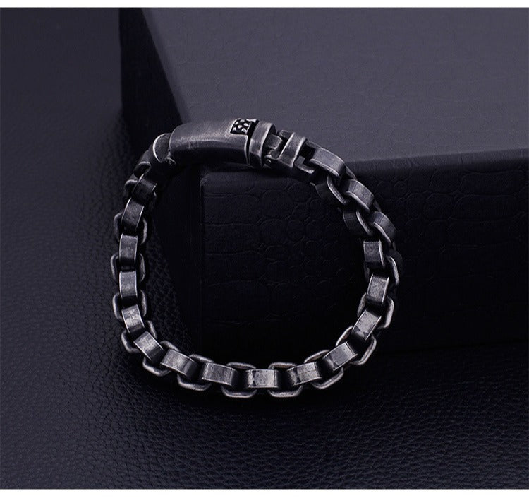 Kemstone Men’s Vintage Chain Link Bracelet – 316L Stainless Steel Rugged Minimalist Street Style KB95692-BD