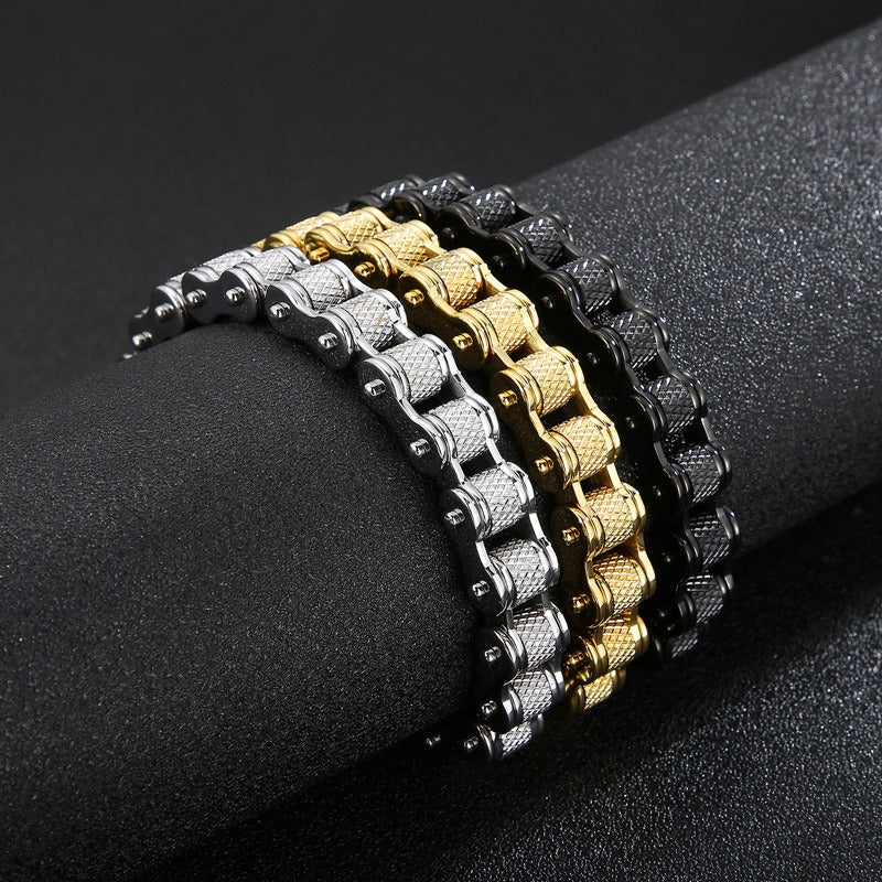 Kemstone Titanium Urban Biker Chain Bracelet – Lightweight Rugged Motorcycle Style KB86277