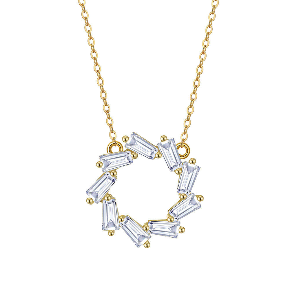 Kemstone S925 Sterling Silver Circle Pendant Necklace for Women – Pave CZ Round Pendant, Dainty Luxury Jewelry in Silver & Gold A4-APN48