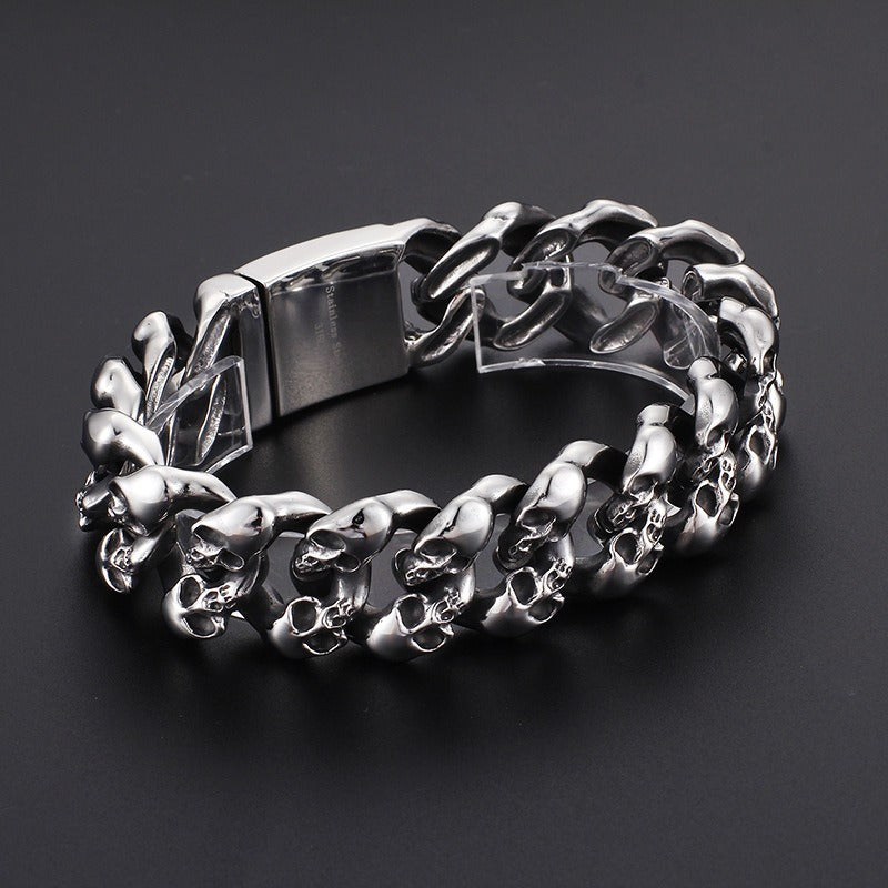 Bracciale a catena con teschio vintage Kemstone - Acciaio inossidabile Rebel Spirit KB78434-BD