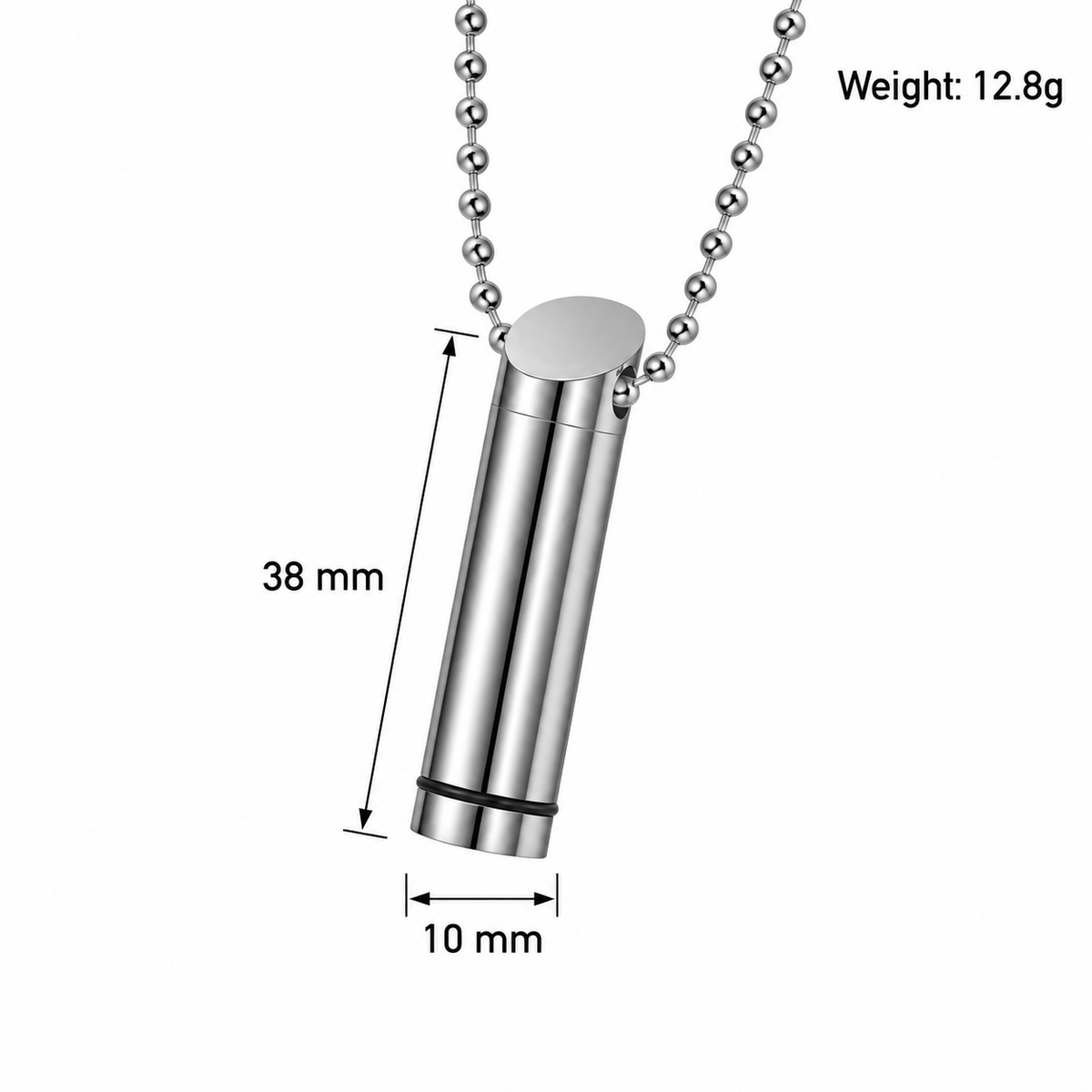 Kemstone Hidden Compartment Necklace for Men Titanium Steel Cylinder Screw-Top TN0316