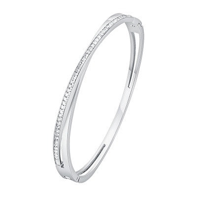 Brazalete con bisagras de circonitas lisas para mujer: joyería elegante y versátil B-547