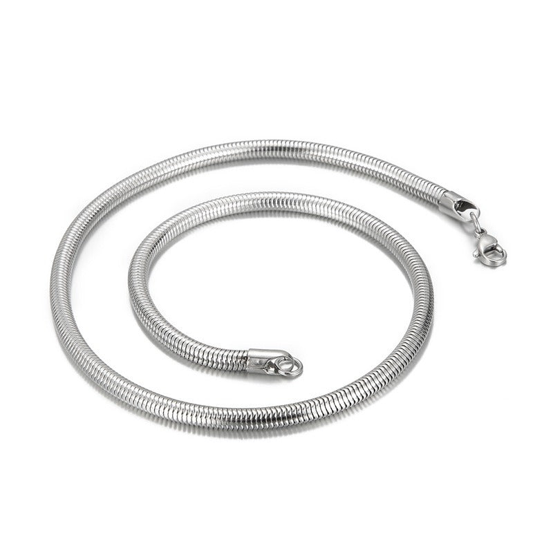 Kemstone Snake Chain Necklace for Men – 5mm 6mm Stainless Steel Streetwear Jewelry KN203822-Z
