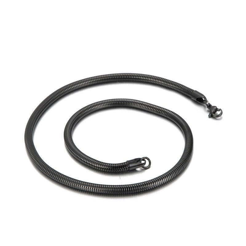 Kemstone Snake Chain Necklace for Men – 5mm 6mm Stainless Steel Streetwear Jewelry KN203822-Z