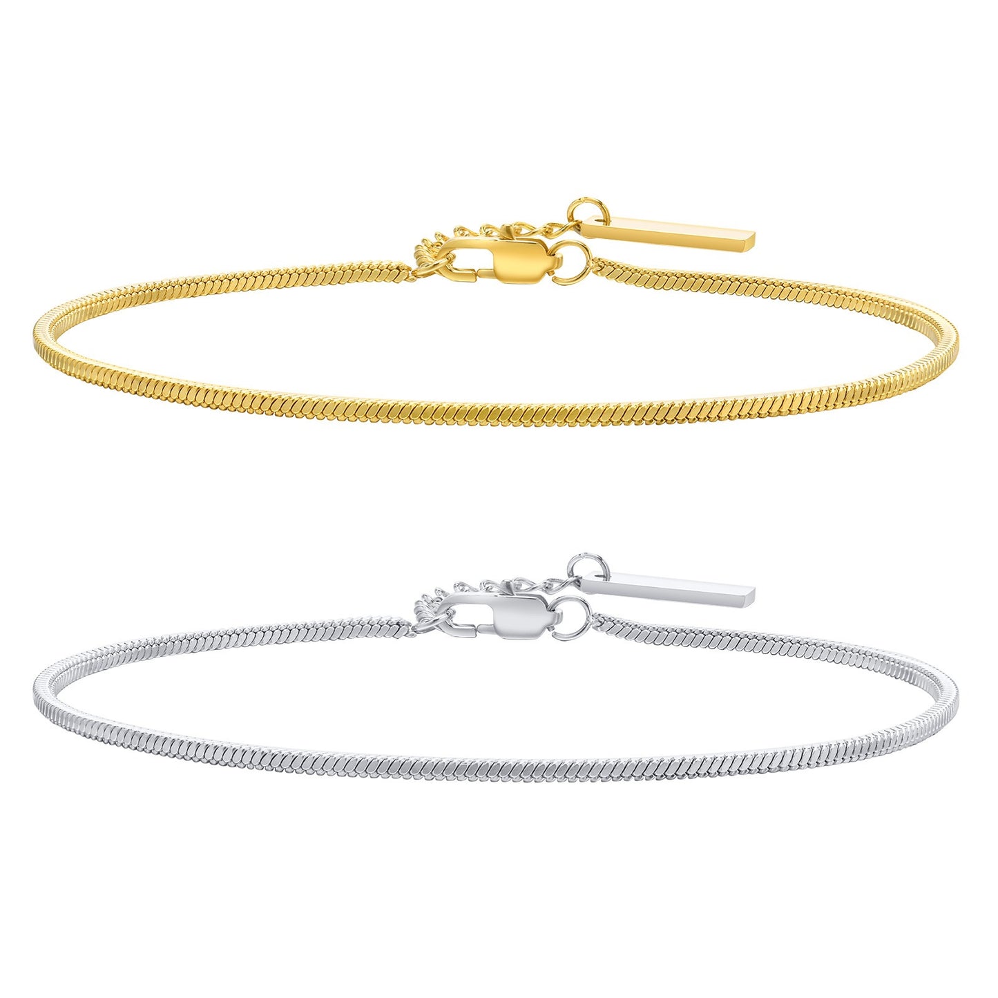Kemstone Square Snake Chain Bracelet – Gold Stainless Steel Minimalist Men’s Jewelry BR-1498