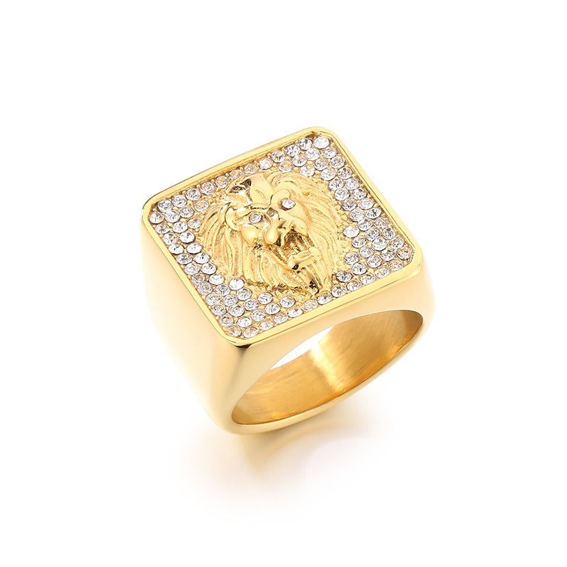 Kemstone Bold Statement Rings β Stainless Steel Lion Head / Cross / Yin Yang Signet KR112697