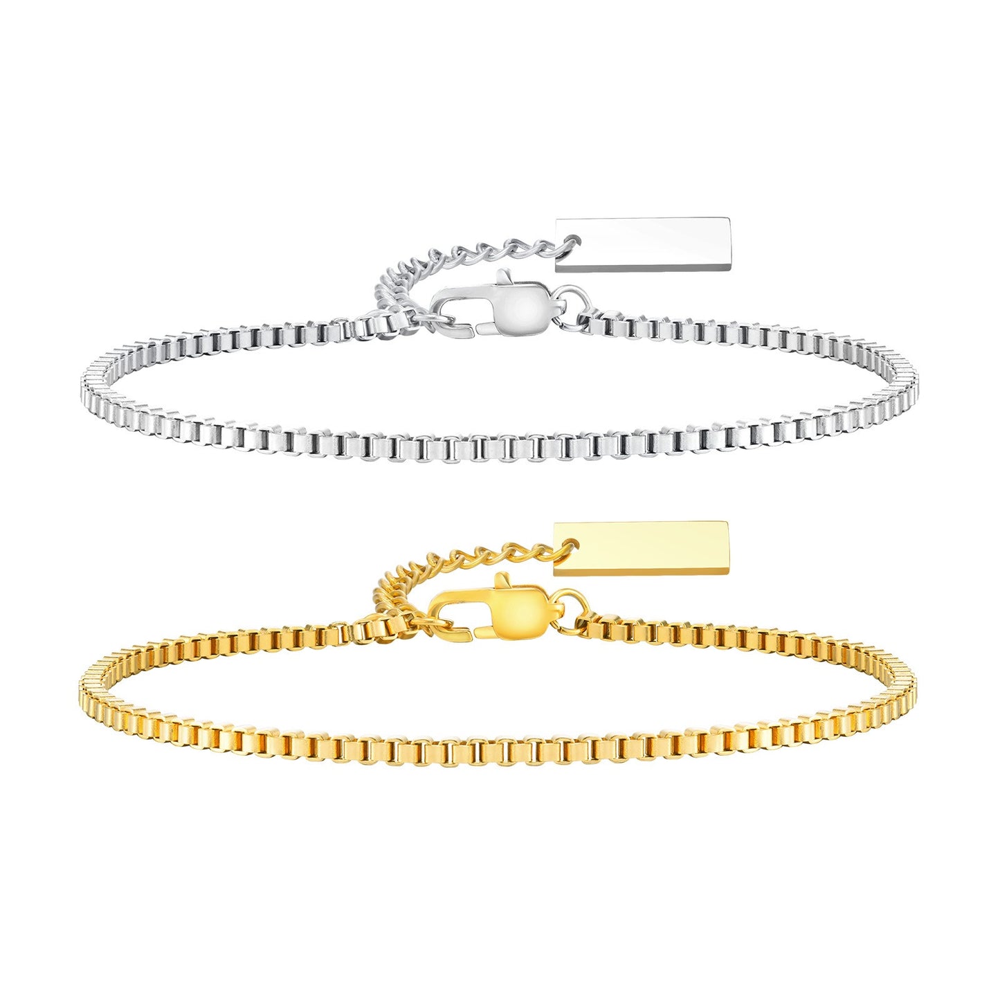 Kemstone Men's Stainless Steel Box Chain Bracelet – Bold Minimalist Street Style BR-1989