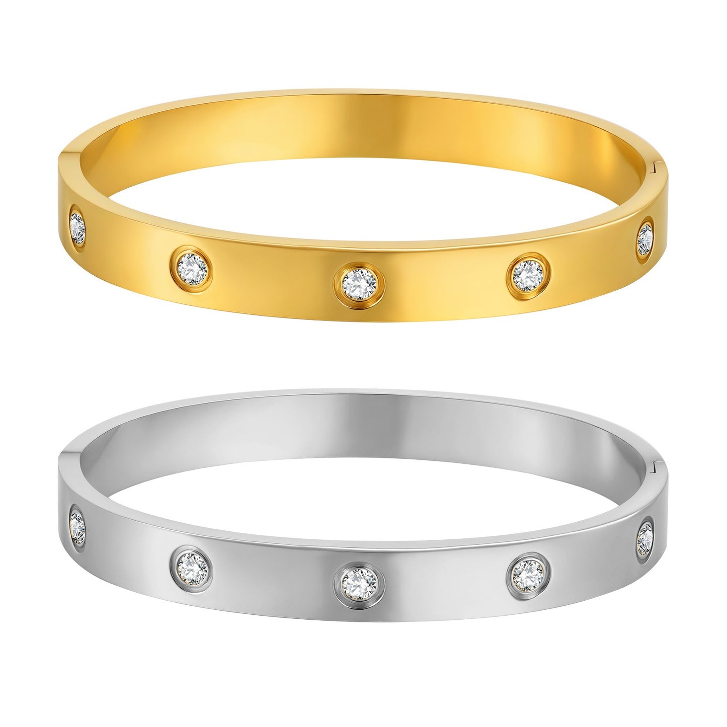 Brazalete minimalista de cristal Kemstone de acero inoxidable de 6 mm | Ligero - Ideal para el día a día B-478