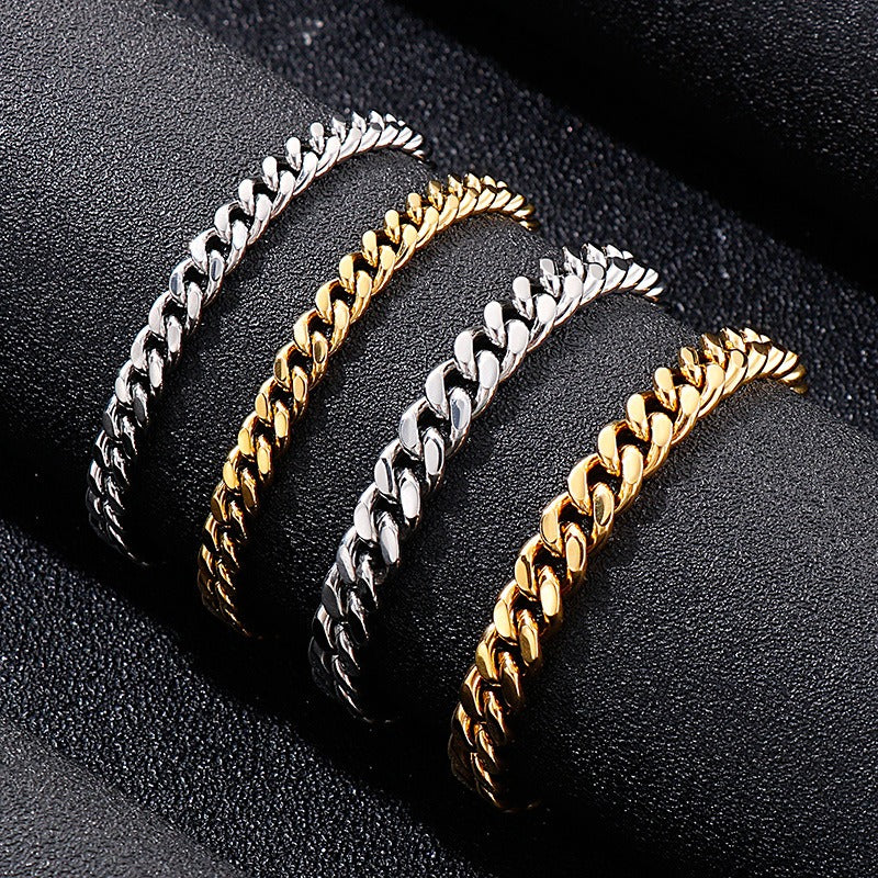Kemstone Cuban Link Necklace & Bracelet Set – 8mm Stainless Steel Chain in Gold or Silver KS139040-Z