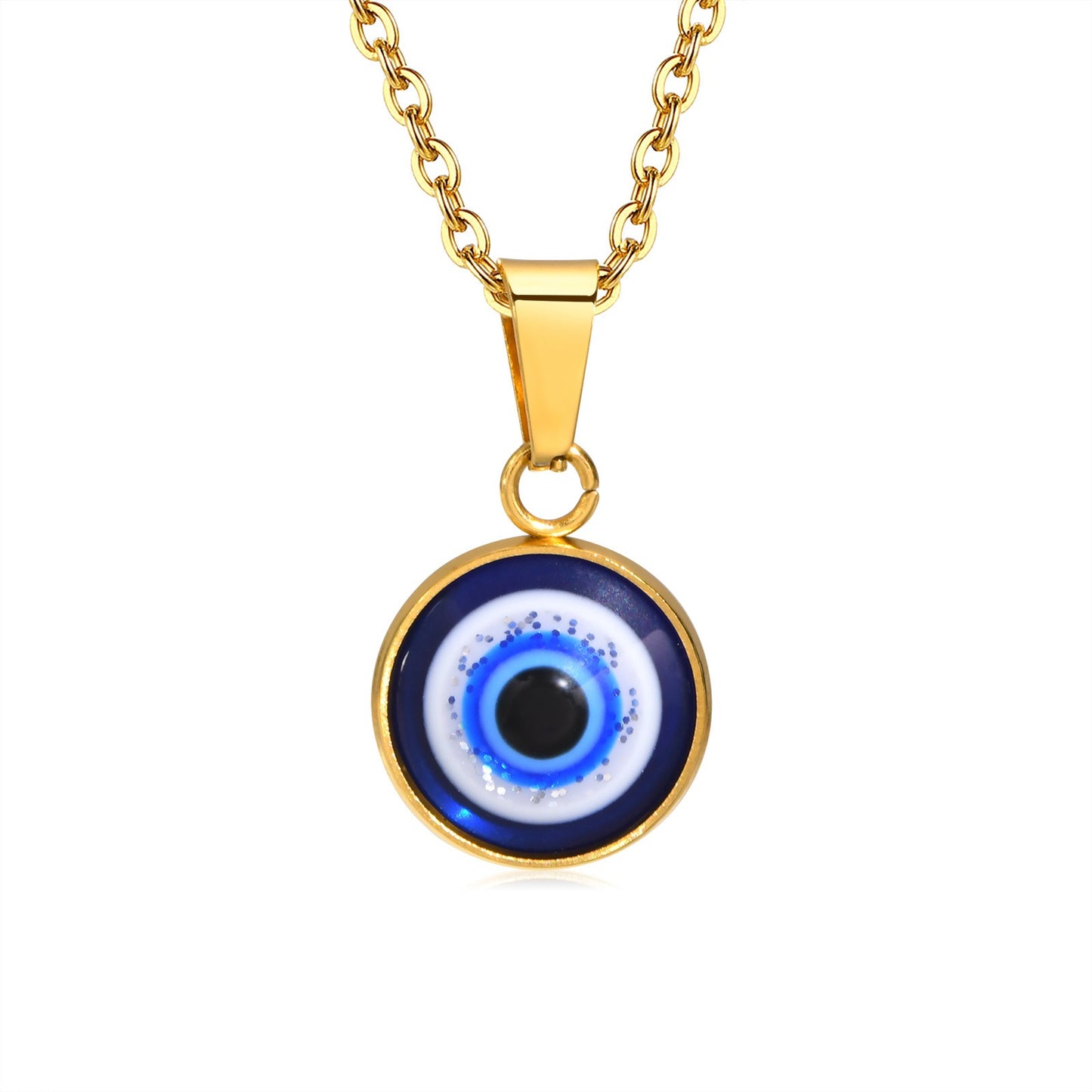 Collar con colgante de ojo malvado de acero inoxidable Kemstone, joya minimalista dorada para el día a día PN-1848