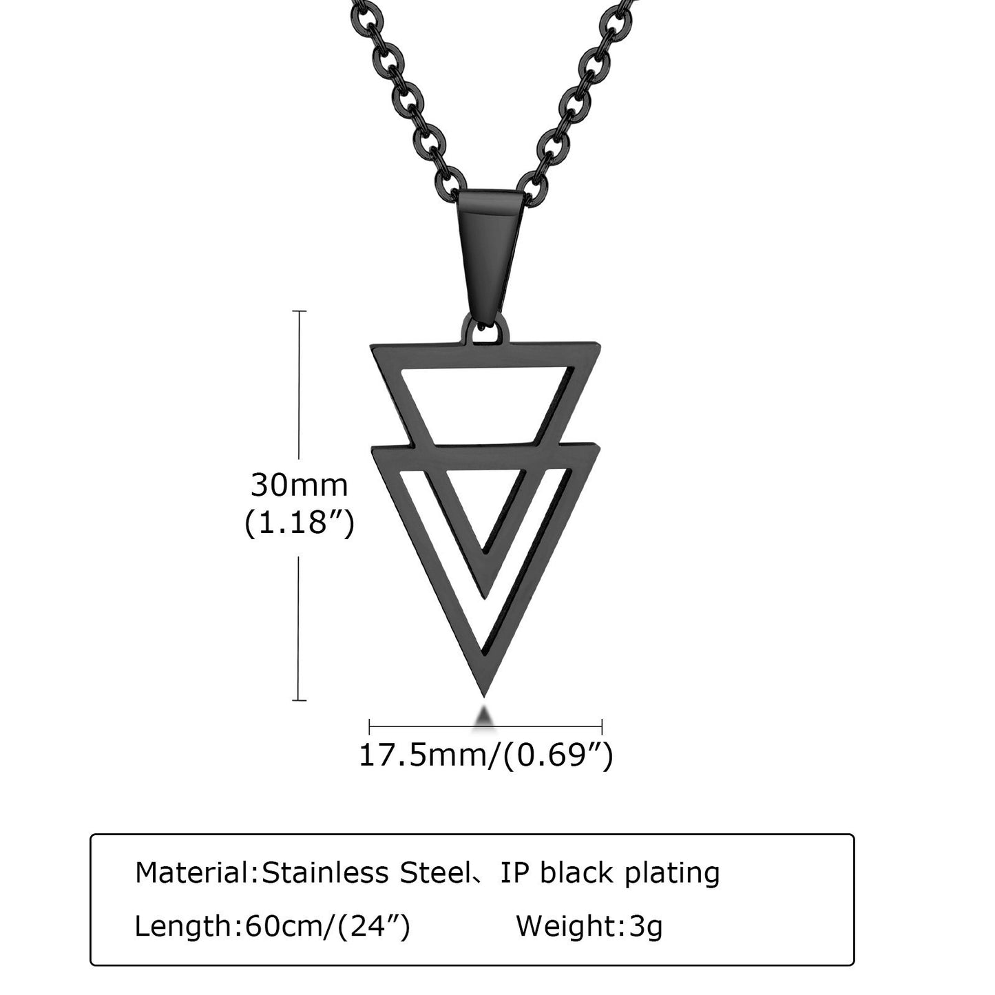 Collar con colgante geométrico triangular de acero inoxidable Kemstone para hombre PN-1487