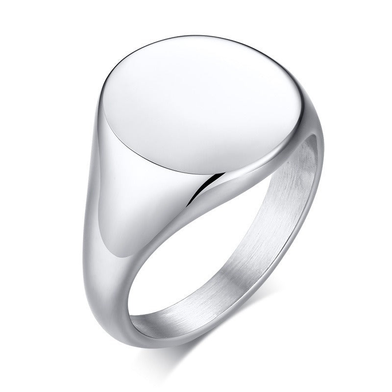 Anillo de acero inoxidable Kemstone con banda ancha - Joyería geométrica minimalista para parejas RC-448