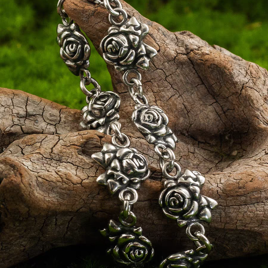 Kemstone Gothic Rock Rose Vintage Punk Titanium Steel Bracelet – For Men & Women Retro Jewelry
