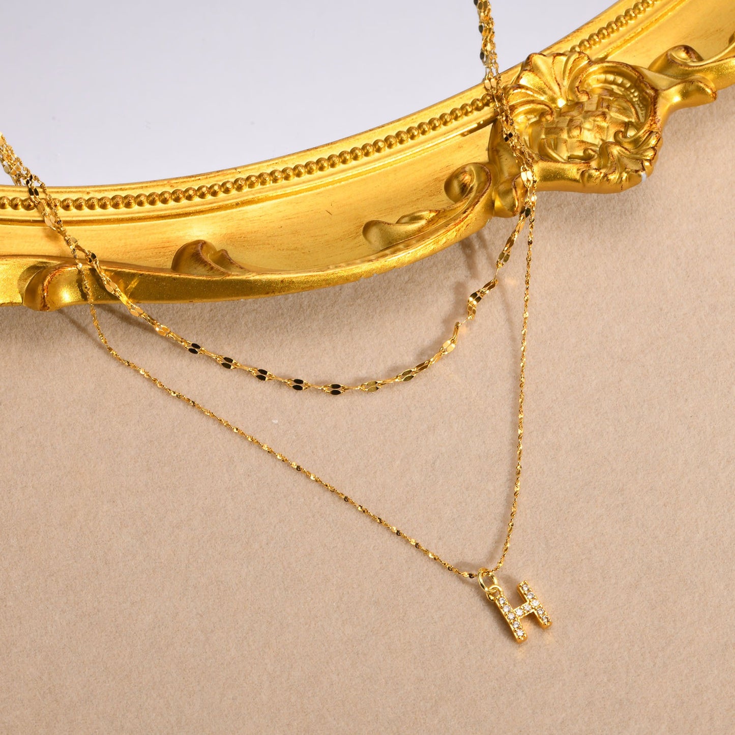 Collana Kemstone in acciaio inossidabile con 26 lettere, catena a stella infinita e zirconi, set estivo da 2 pezzi NC-1325G
