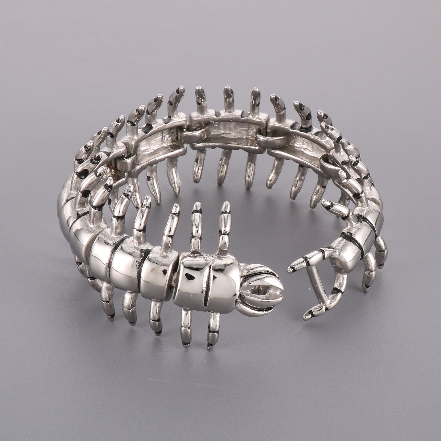 Kemstone Centipede Chain Bracelet – Textured Titanium Steel for Men KB29625-D