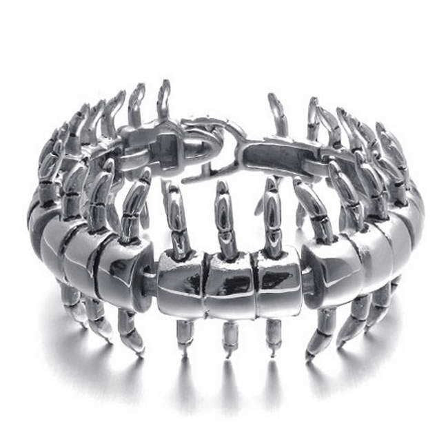Kemstone Centipede Chain Bracelet – Textured Titanium Steel for Men KB29625-D