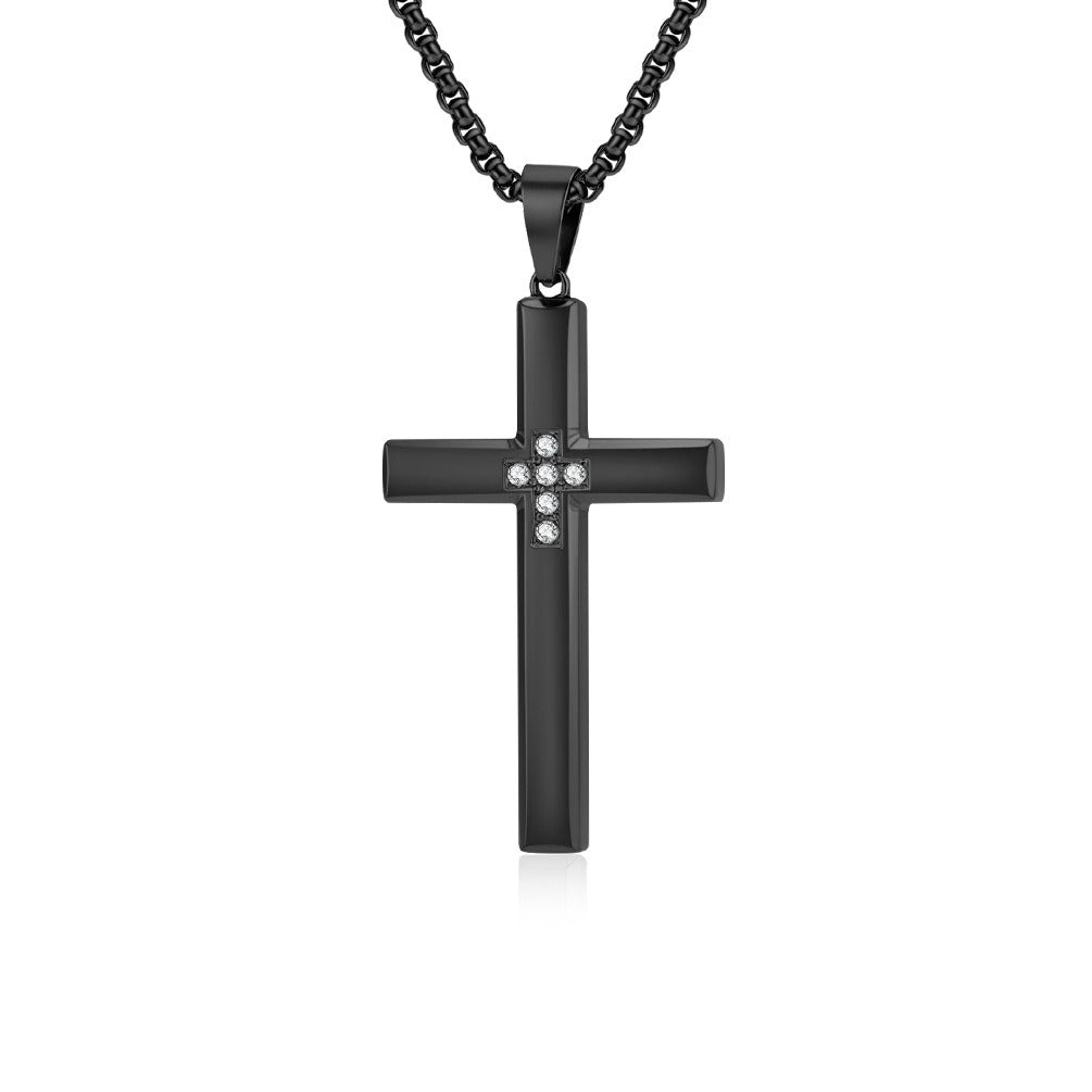 Kemstone Titanium Steel Cross Necklace – Minimalist Zircon Pendant K-PT642