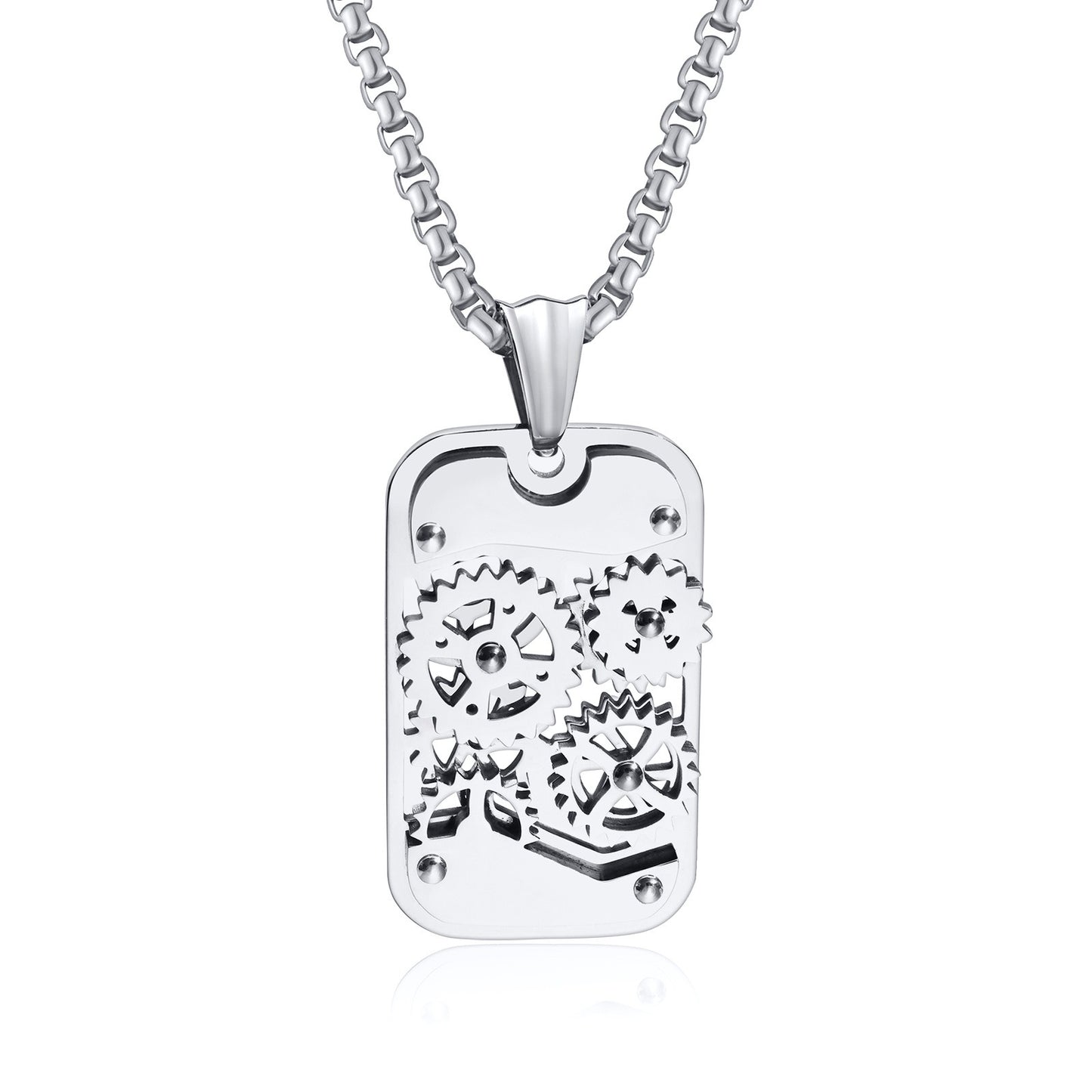Kemstone Titanium Steel Gear Pendant Necklace – Rotating Mechanical Streetwear PN-362