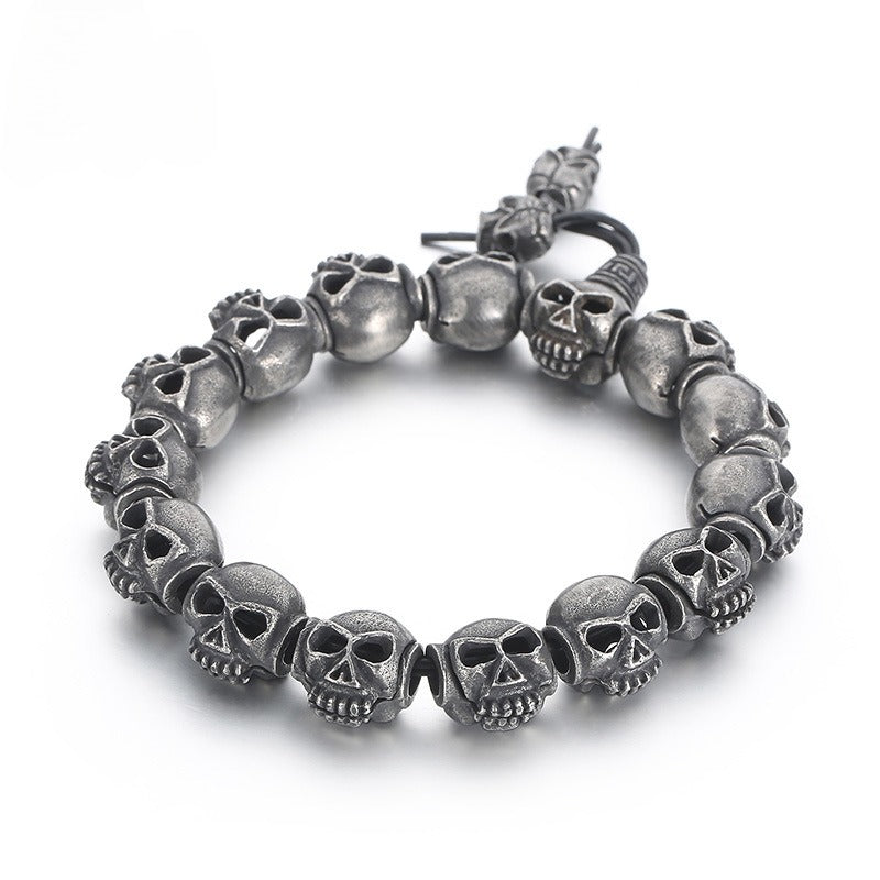 Kemstone Titanium Steel Gothic Skull Elastic Rope Bracelet for Men KB161368-KJX