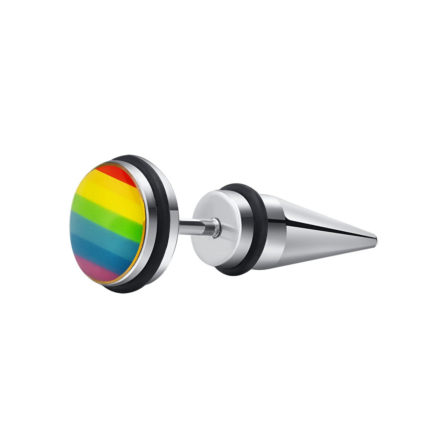 Kemstone Titanium Steel Gradient Ear Studs – Hypoallergenic 9mm Six-Tone Minimalist Jewelry PE-001