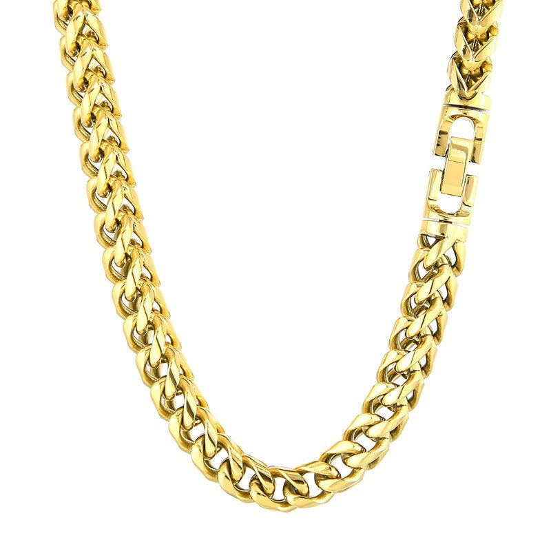 Kemstone Titanium Steel Textured Sphere Chain Necklace – Urban Edge Vacuum Plated Men's Jewelry KN236908