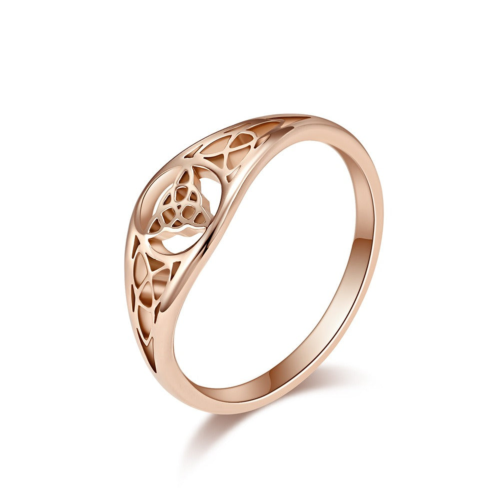 Kemstone Valknut Ring – Titanium Steel Ring for Women Silver Gold Rose Gold K-R680