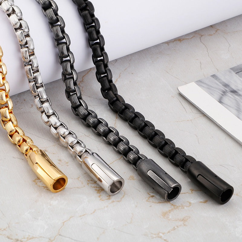 Kemstone Men’s Chunky Stripe Link Bracelet – Stainless Steel Biker Chain KB98786-K
