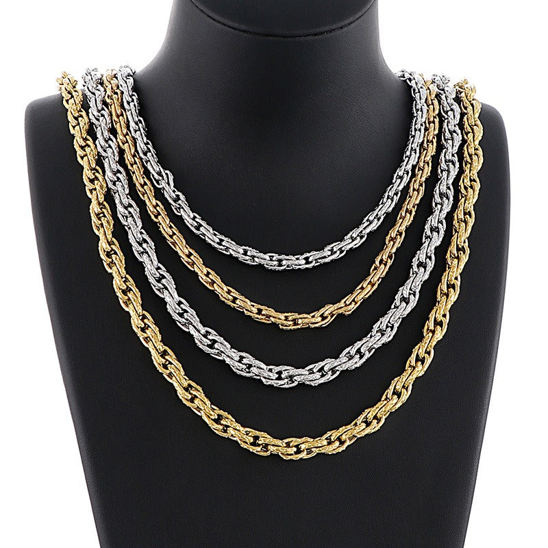 Kemstone Heavy Rope Twist Stainless Steel Chain – Bold Hip-Hop Men’s Necklace & Bracelet KS138928-Z