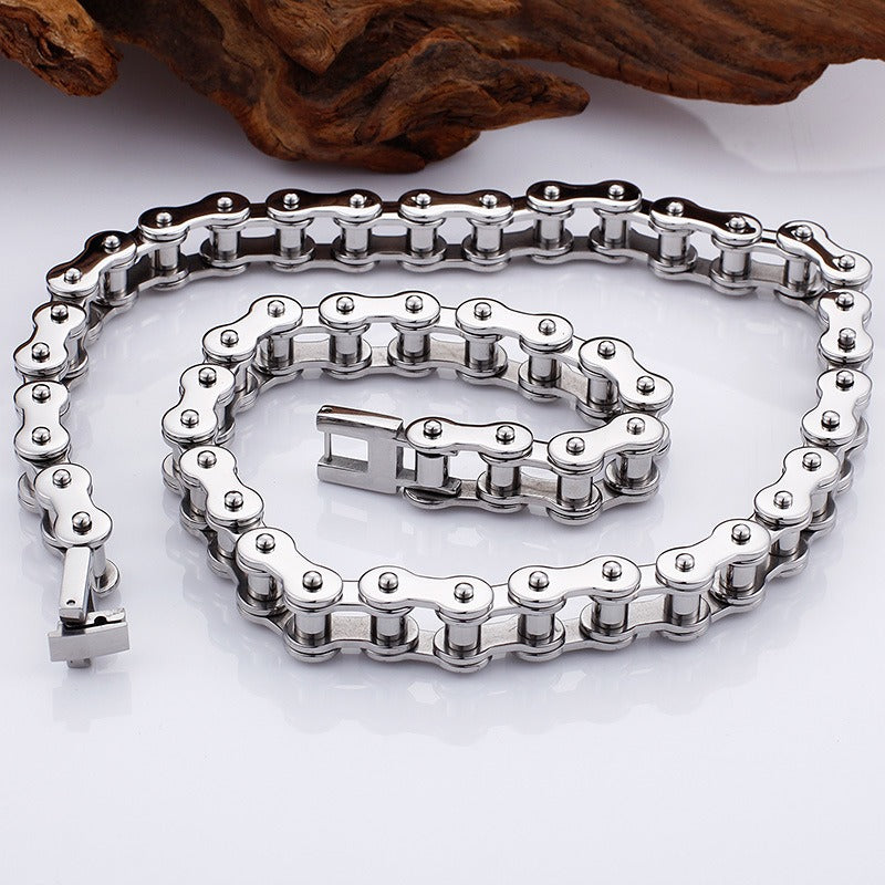 Kemstone Titanium Steel Bike Chain Necklace – Urban Style Cycling-Inspired Jewelry KN31603-K