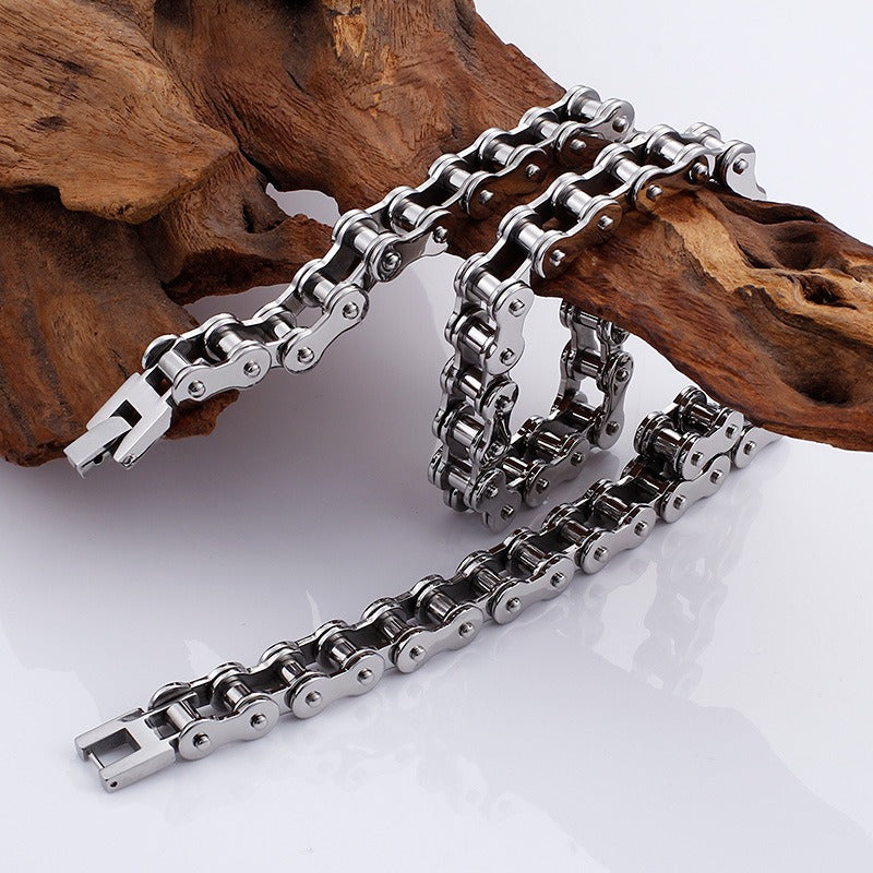 Kemstone Titanium Steel Bike Chain Necklace – Urban Style Cycling-Inspired Jewelry KN31603-K