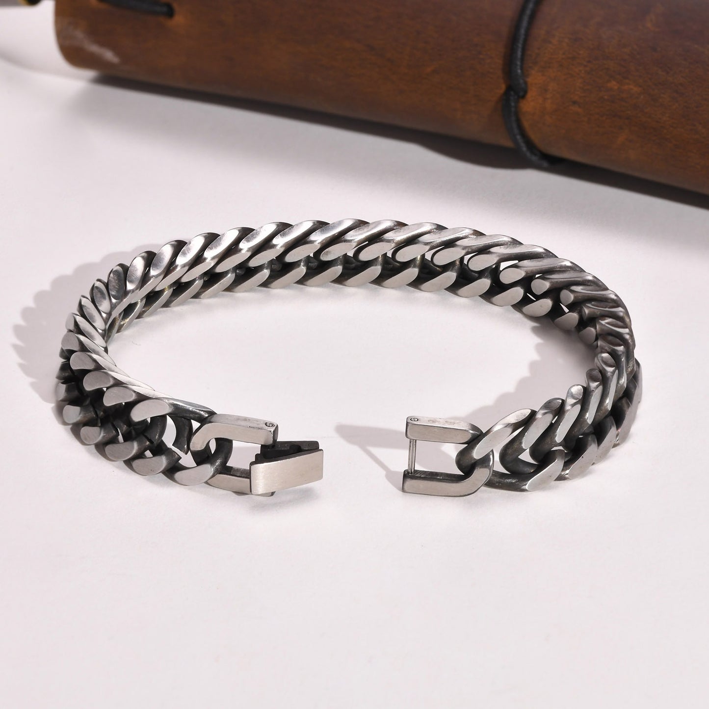 Kemstone Bold Cuban Link Stainless Steel Bracelet – Heavyweight Viking Style Chain for Men BR-475
