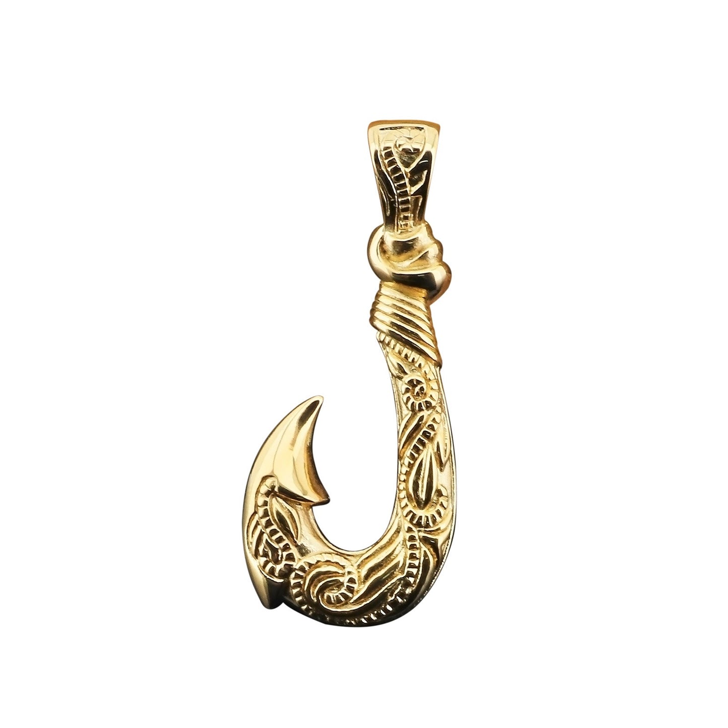 Kemstone Viking Fishhook Pendant Necklace – Rustic Titanium Steel for Men KP130377