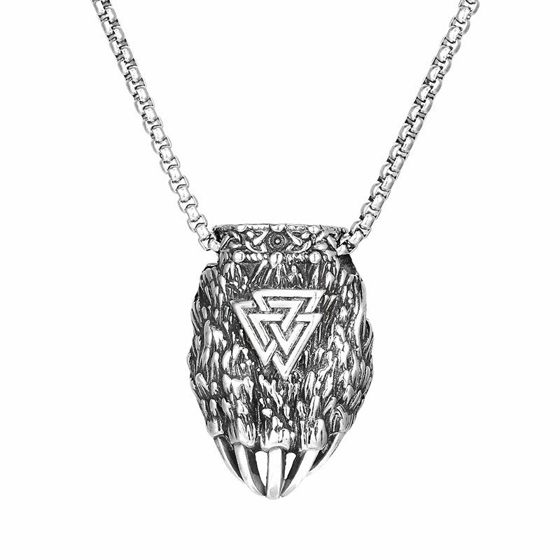 Kemstone Viking Odin Triangle Rune Bear Paw Stainless Steel Pendant Necklace KP130621-TLX