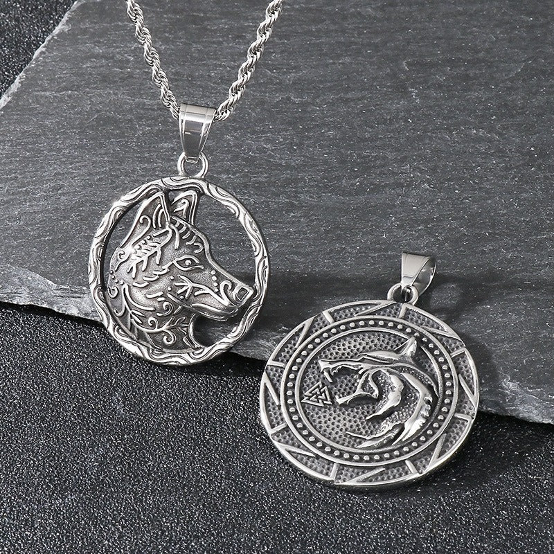 Kemstone Viking Wolf Pendant Necklace for Men – Stainless Steel Symbol Jewelry KP116382-MZOZ