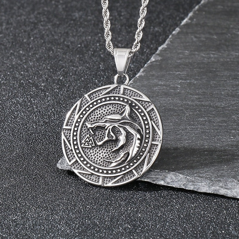 Kemstone Viking Wolf Pendant Necklace for Men – Stainless Steel Symbol Jewelry KP116382-MZOZ