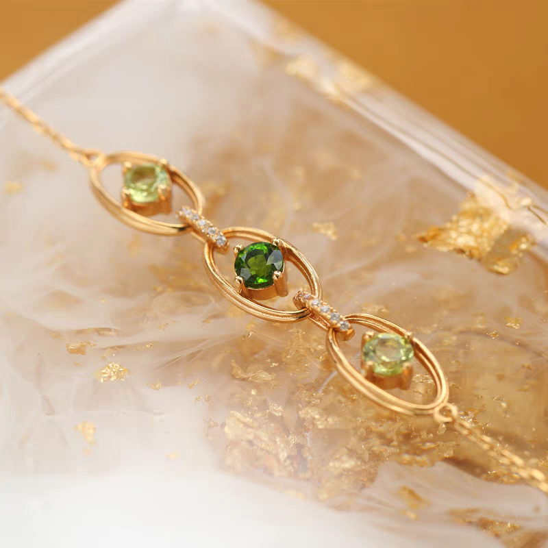 Pulsera Nomeolvides de diseño original artesanal de Kemstone | Plata de ley 925 | Fluorita transparente y piedra de oliva | Elegante pulsera de inspiración vintage para mujer