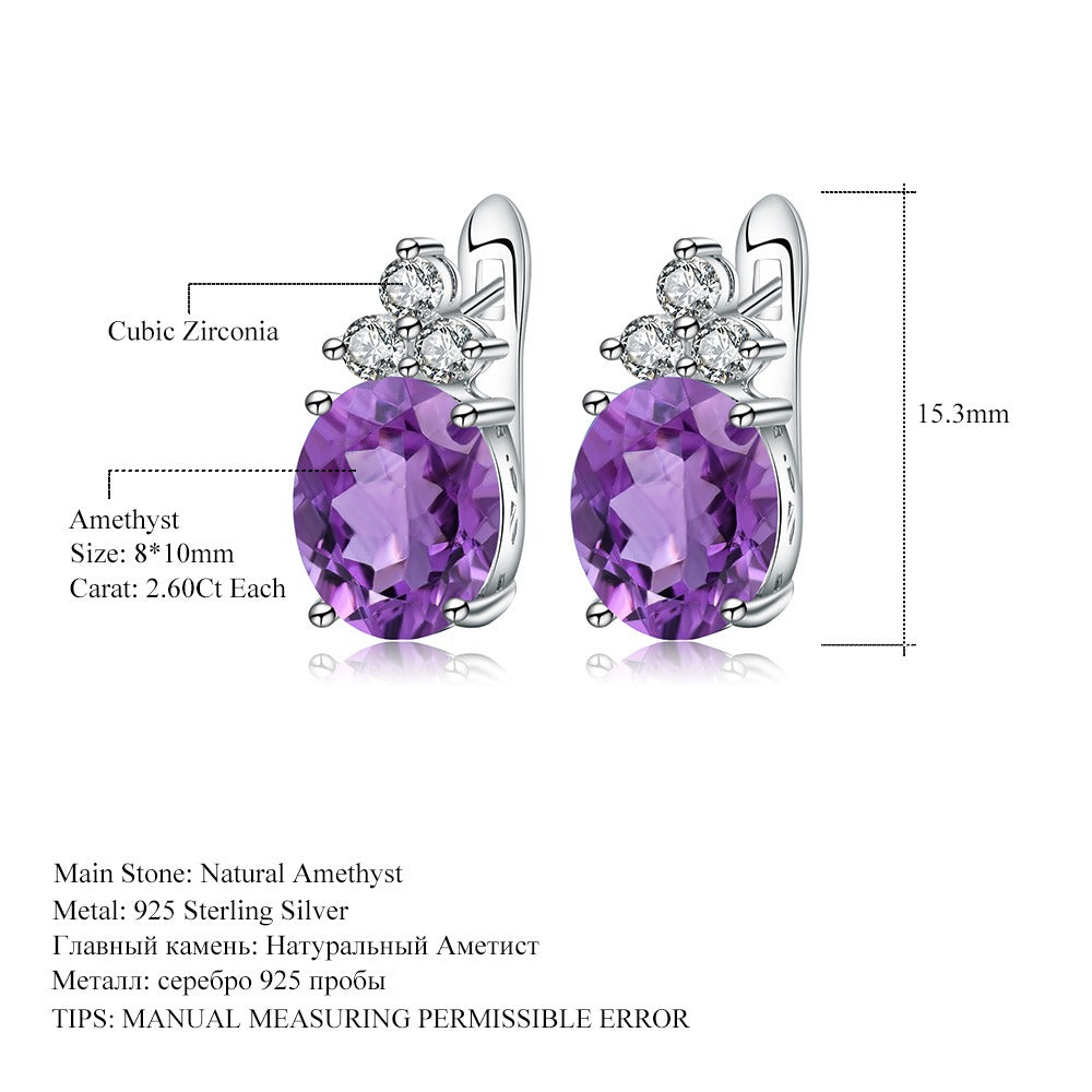 Pendientes colgantes de plata de ley S925 con amatista natural (2,60 ct), topacio azul cielo (3,47 ct) y citrino (2,60 ct) de diseño original, hechos a mano por Kemstone.