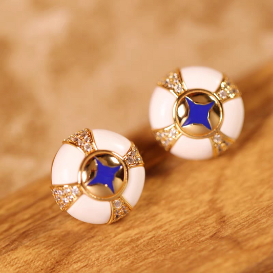 Pendientes Ojo de la Providencia de diseño original hechos a mano por Kemstone: estilo egipcio vintage con turquesa y esmalte en plata de ley.