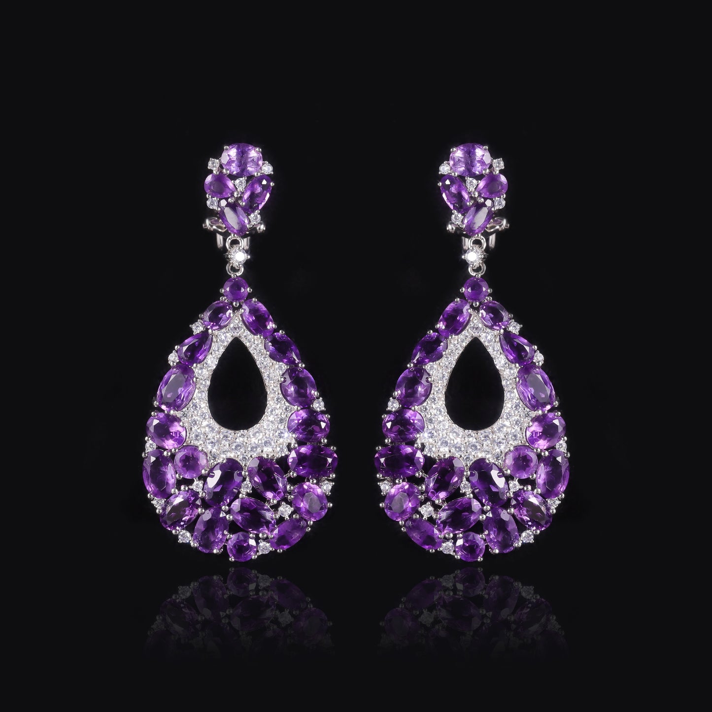 Pendientes colgantes de amatista natural de diseño original hechos a mano de Kemstone, joyería de plata de ley 925 para mujer, K24130S