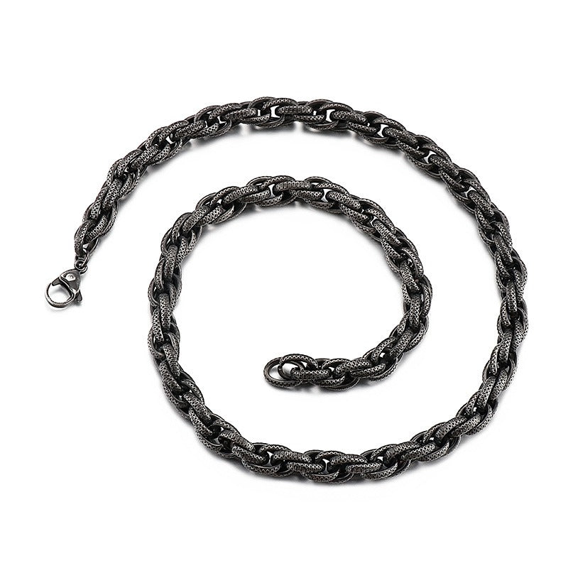 Kemstone Vintage Matte Black Titanium Steel Chunky Twisted Chain Bracelet & Necklace for Men KS141111-Z